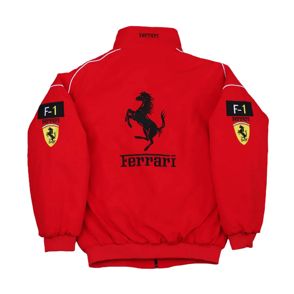 F1 Ferrari Embroidered Vintage Racing Jacket Red