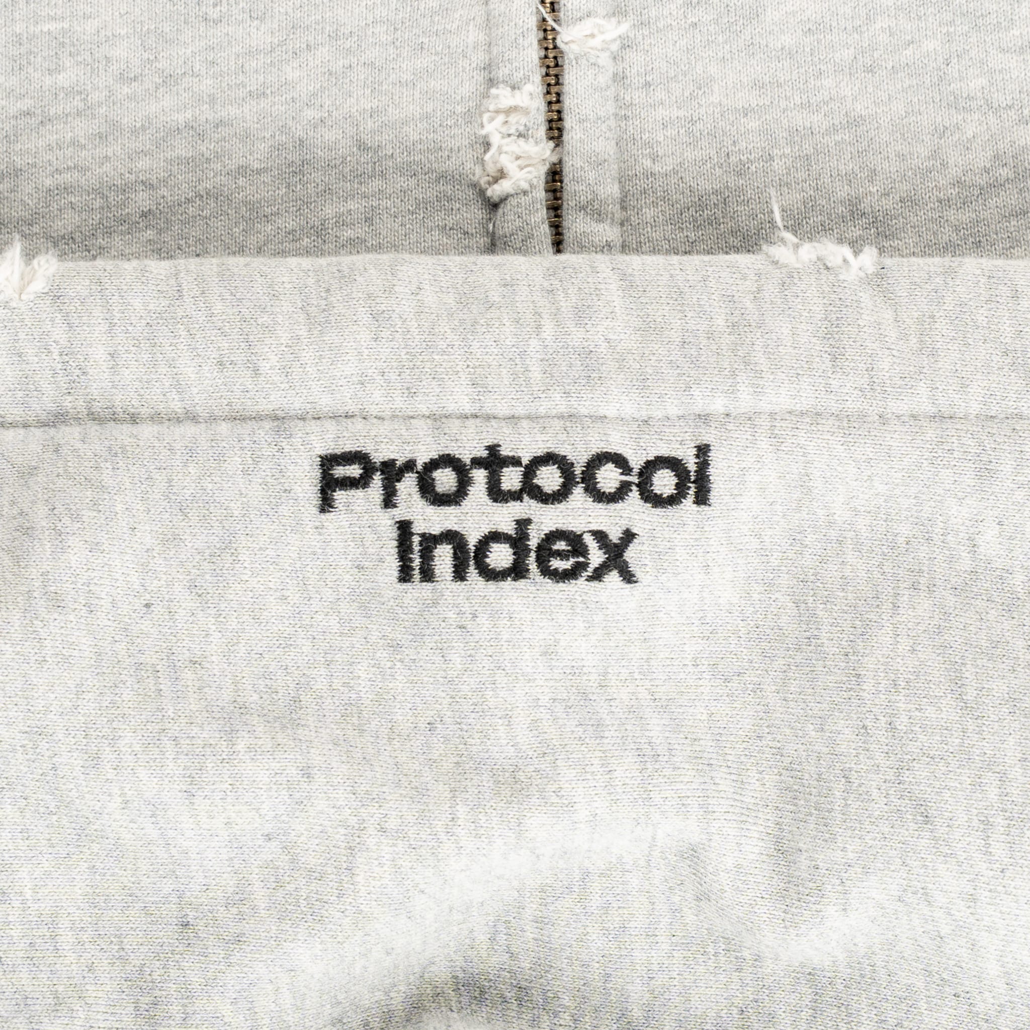 Project G/R Army Reconstructed Folded Zip Up Hooded Sweatshirt Grey Navy Blue Multi Pre-Owned