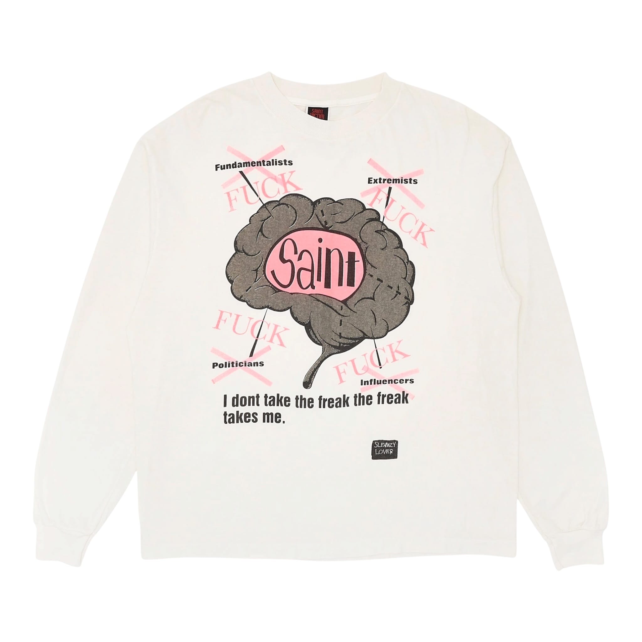Saint Michael Brain Logo Long Sleeve Tee Shirt White Multi