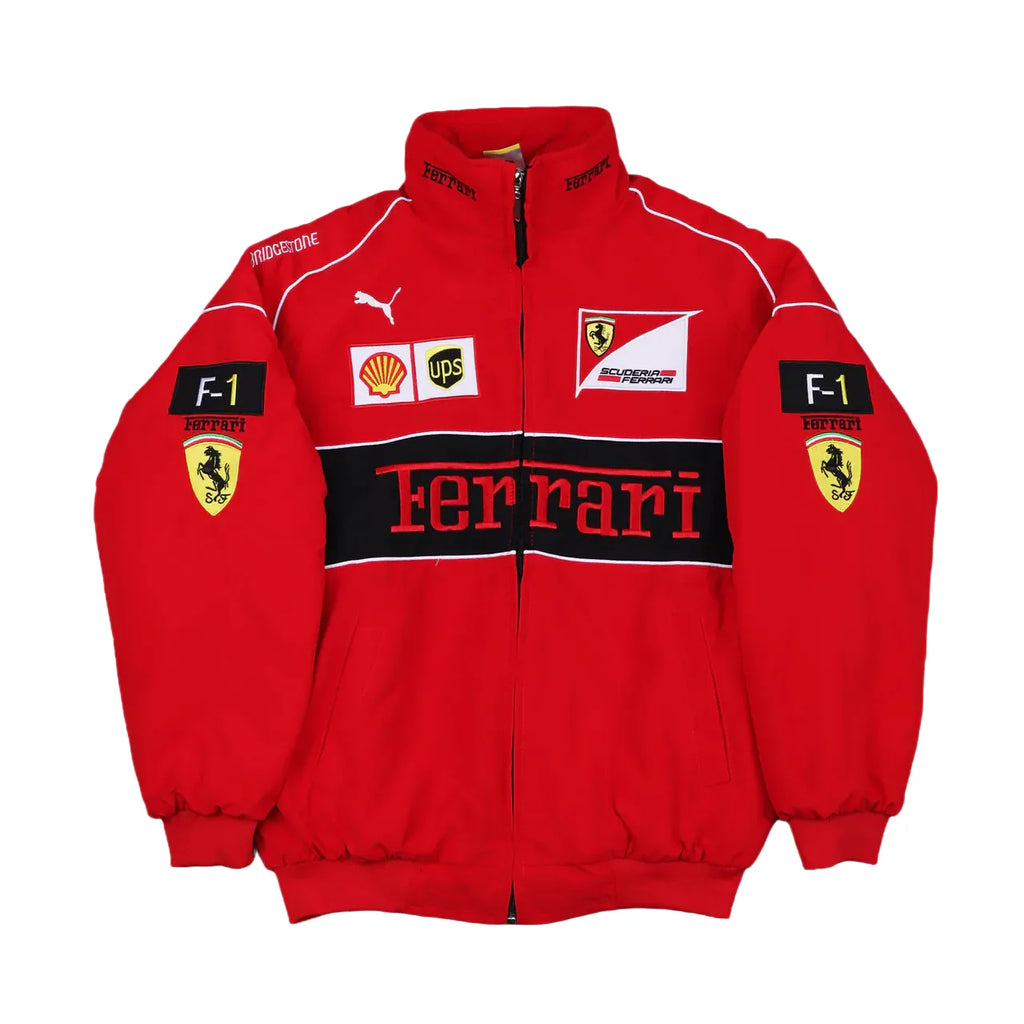 F1 Ferrari Embroidered Vintage Racing Jacket Red