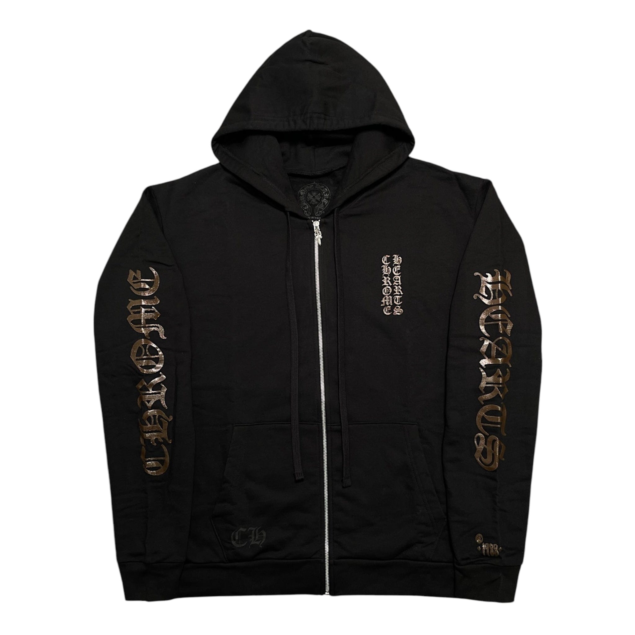 Chrome Hearts 1988 Vertical Logo Zip Up Hooded Sweatshirt Black Brown