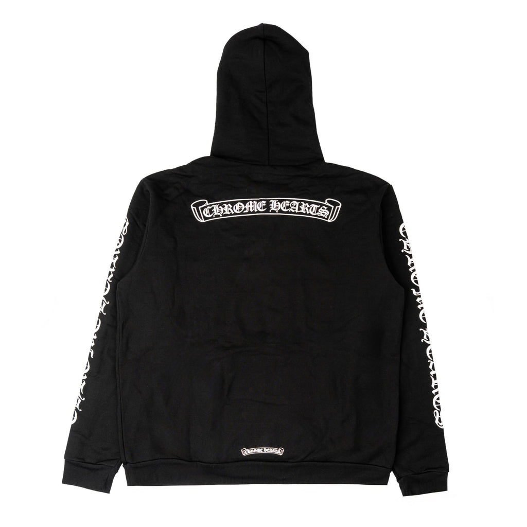 Chrome Hearts Scroll Logo Hooded Sweatshirt Black White