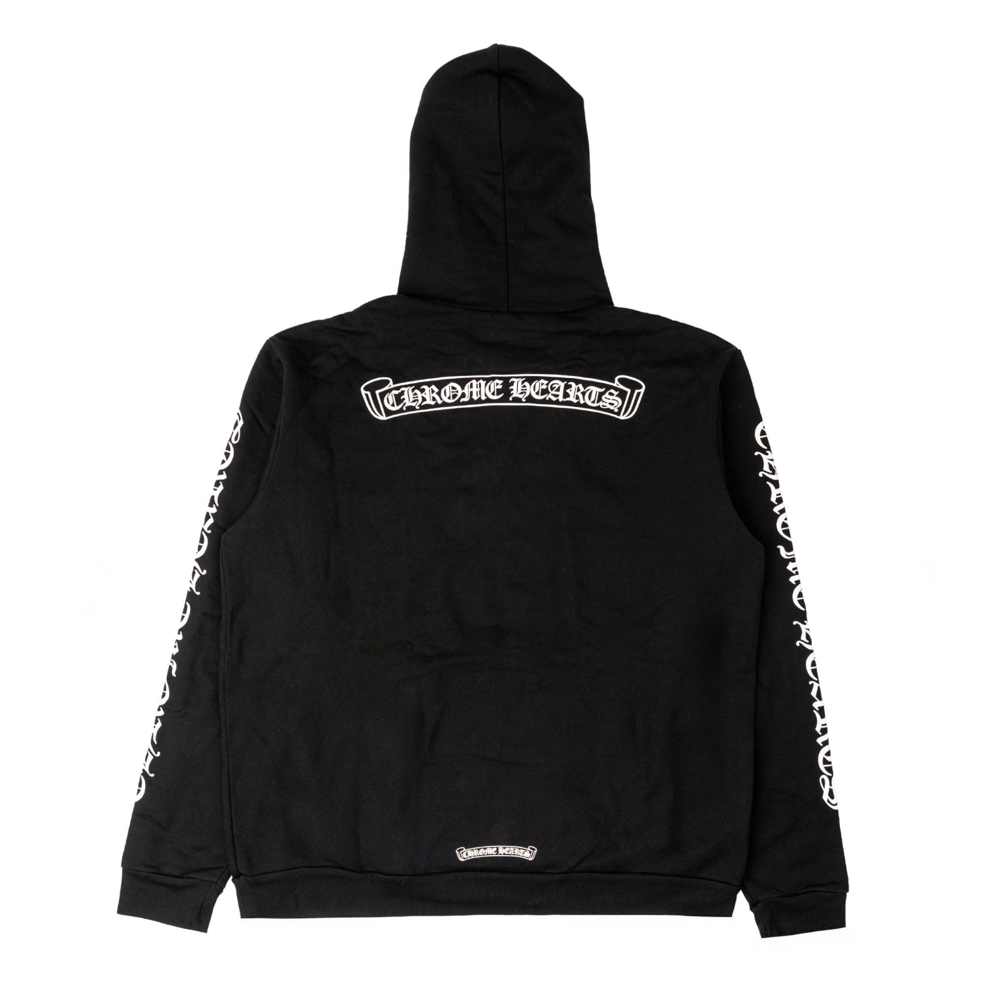 Chrome Hearts Scroll Logo Hooded Sweatshirt Black White