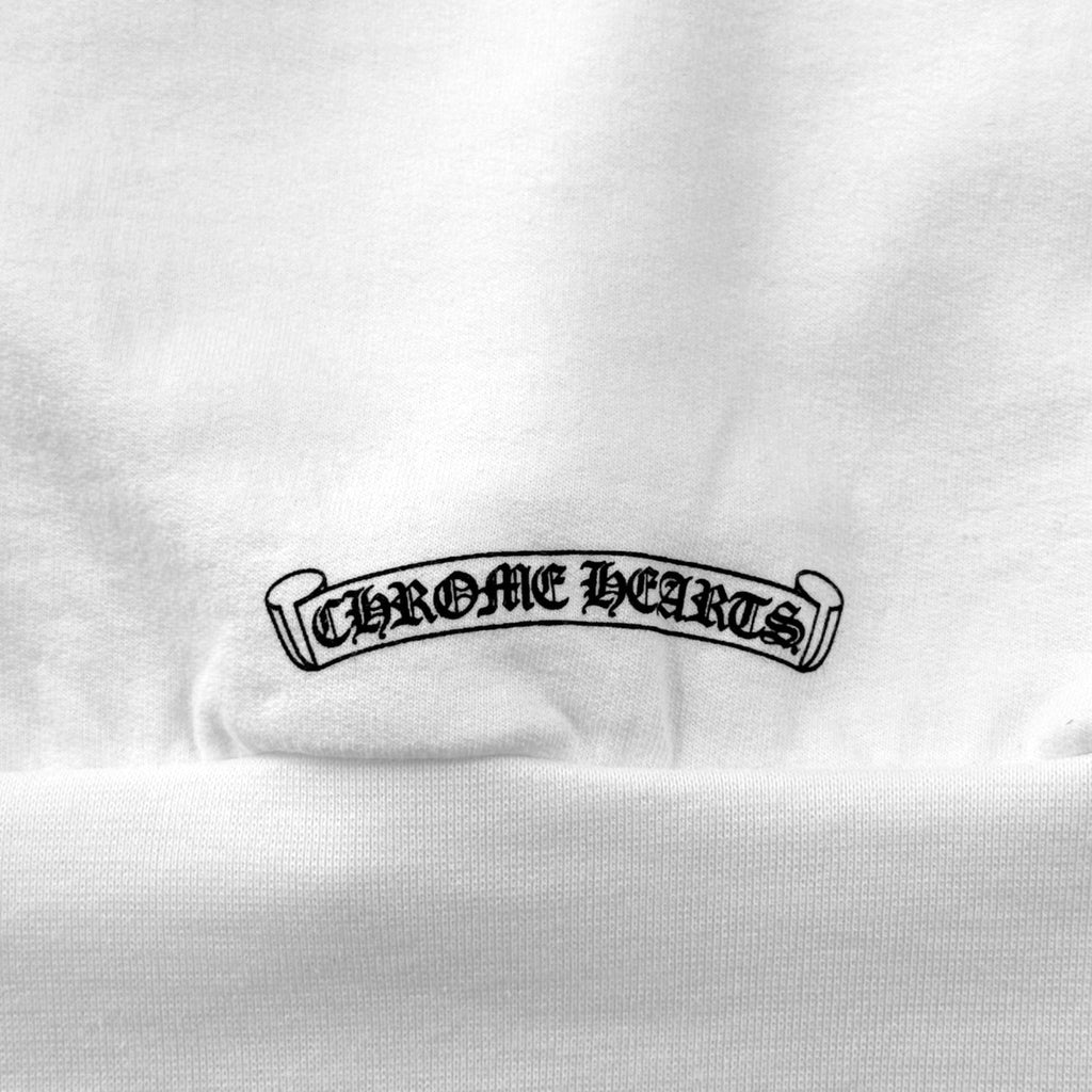 Chrome Hearts Vertical Logo Zip Up Hooded Sweatshirt White Black