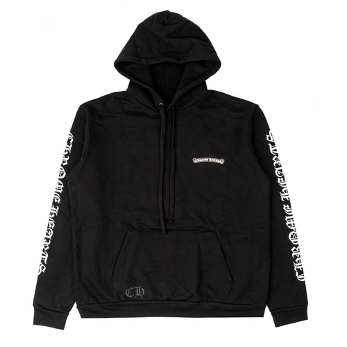 Chrome Hearts Scroll Logo Hooded Sweatshirt Black White