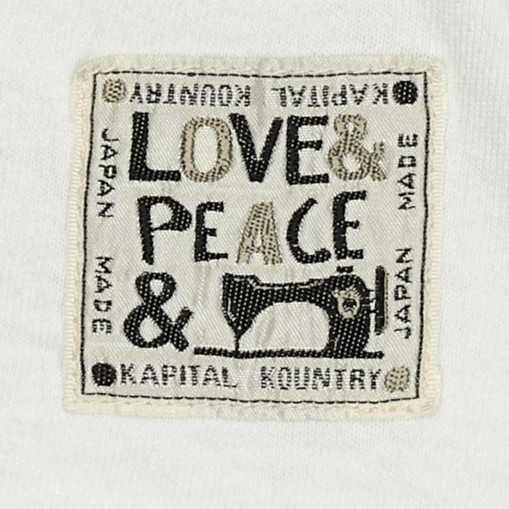 Kapital Pekish Logo Long Sleeve Tee Shirt White Yellow Multi