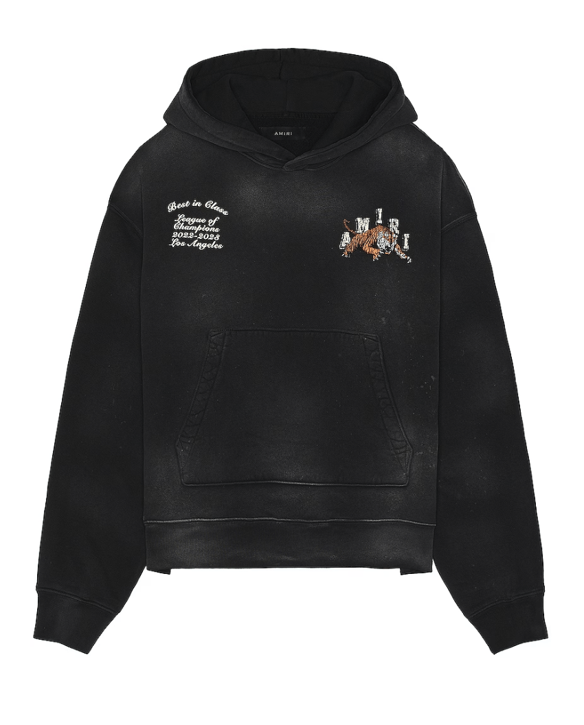 Amiri Vintage Tiger Varsity Logo Hooded Sweatshirt Black Multi