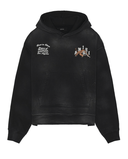 Amiri Vintage Tiger Varsity Logo Hooded Sweatshirt Black Multi