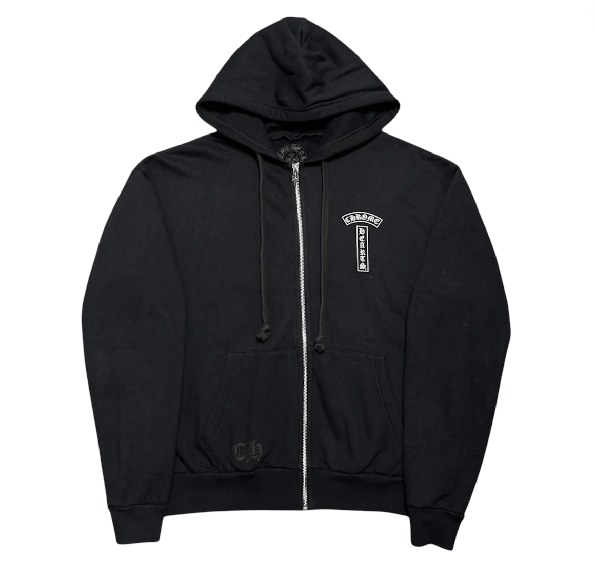 Chrome Hearts Shoulder Logo Zip Up Hooded Sweatshirt Black Pre-Owned