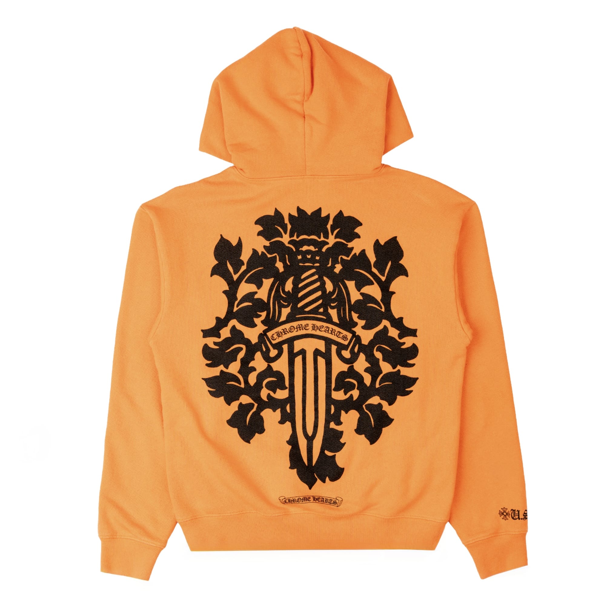Chrome Hearts Vine Dagger Logo Hooded Sweatshirt Orange Black Pre-Owned
