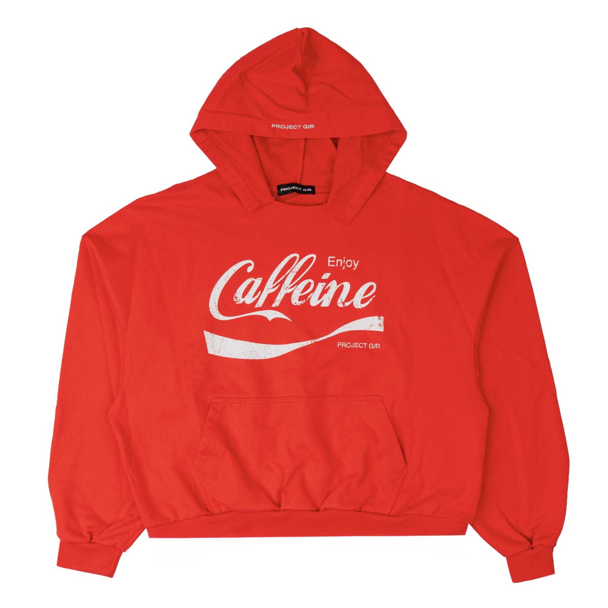 Project G/R Caffeine Parody Logo Hooded Sweatshirt Red White