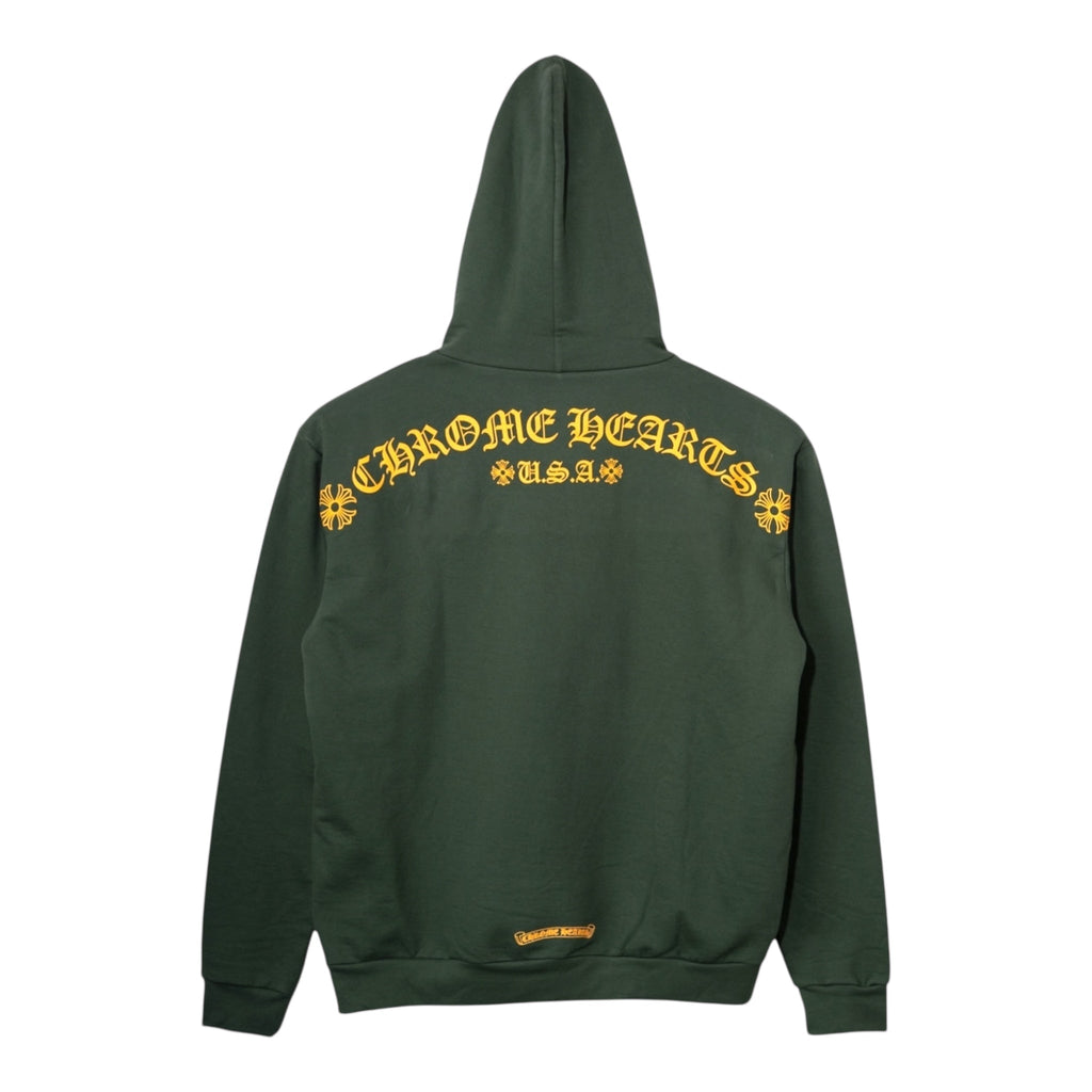 Chrome Hearts Shoulder Logo Hooded Sweatshirt Green Gold