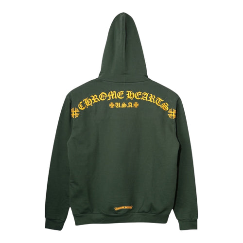 Chrome Hearts Shoulder Logo Hooded Sweatshirt Green Gold