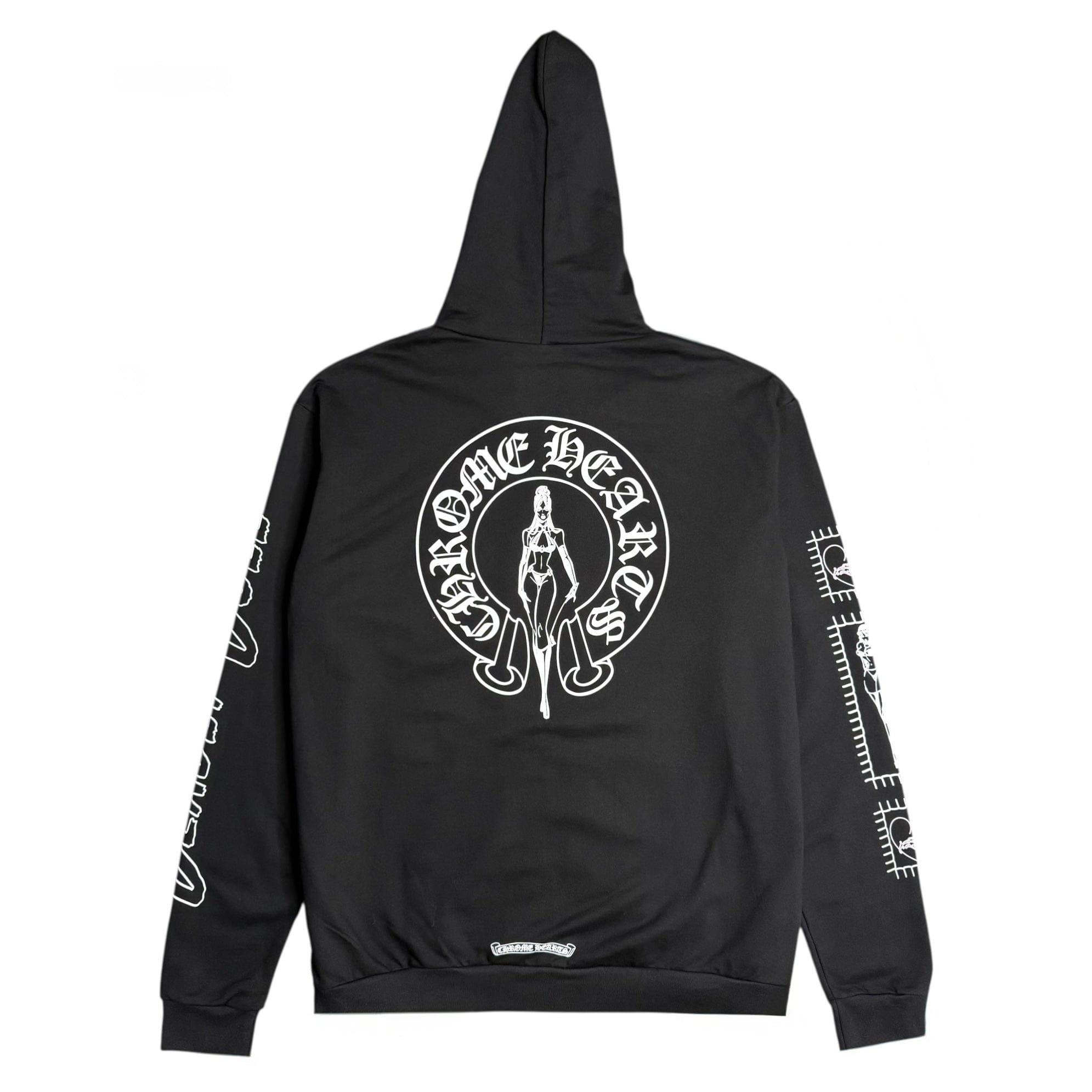 Chrome Hearts x Deadly Doll Horseshoe Dagger Logo Zip Up Hooded Sweatshirt Black White Pink
