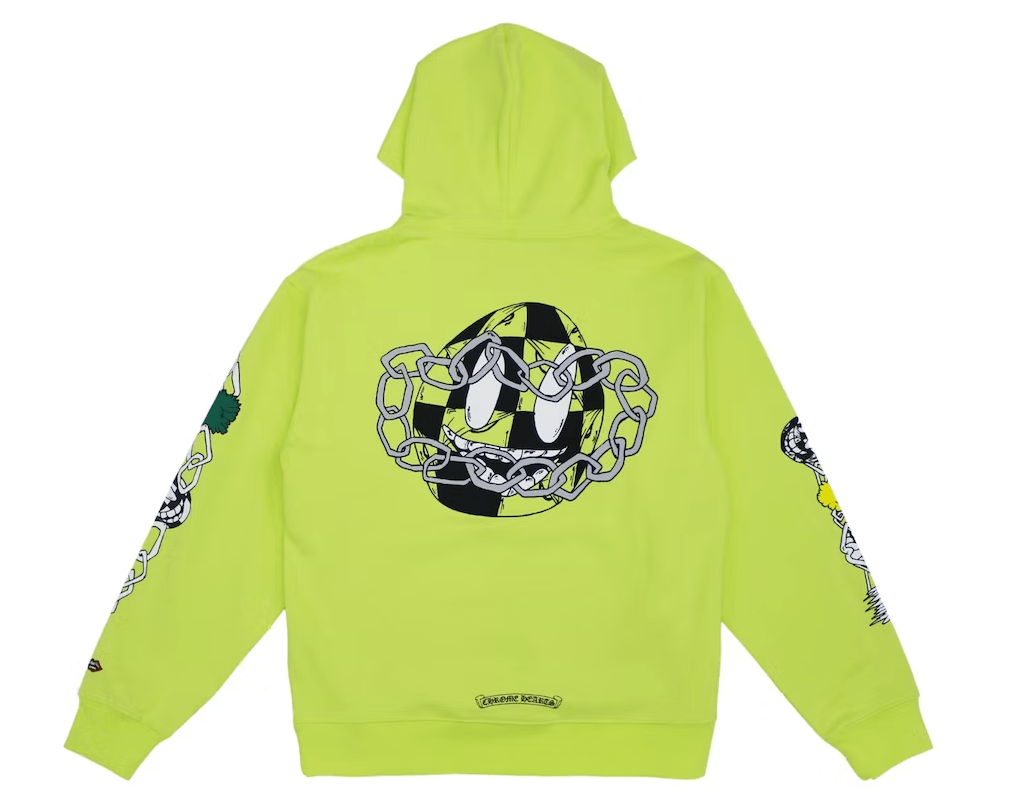 Chrome Hearts x Matty Boy Chain Link Logo Hooded Sweatshirt Volt Green Multi