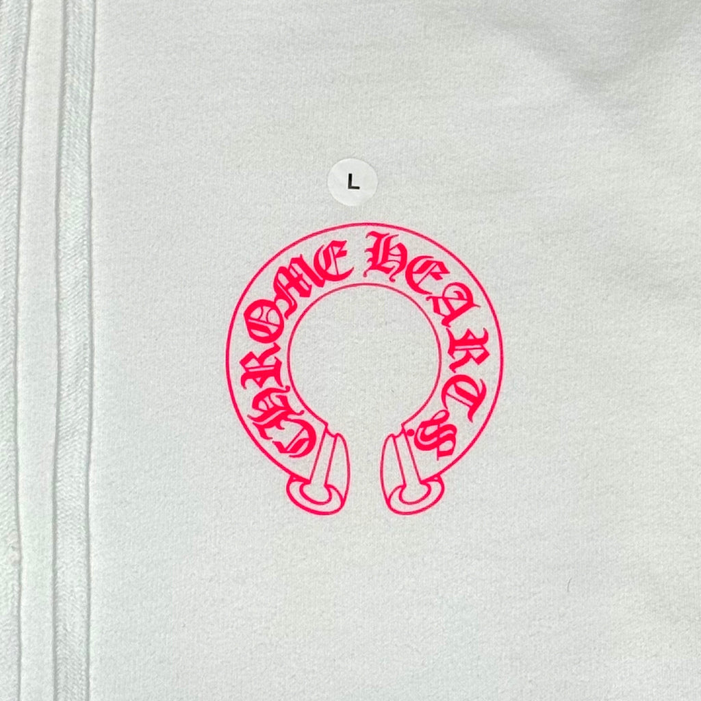 Chrome Hearts Horseshoe Floral Logo Hooded Sweatshirt White Pink