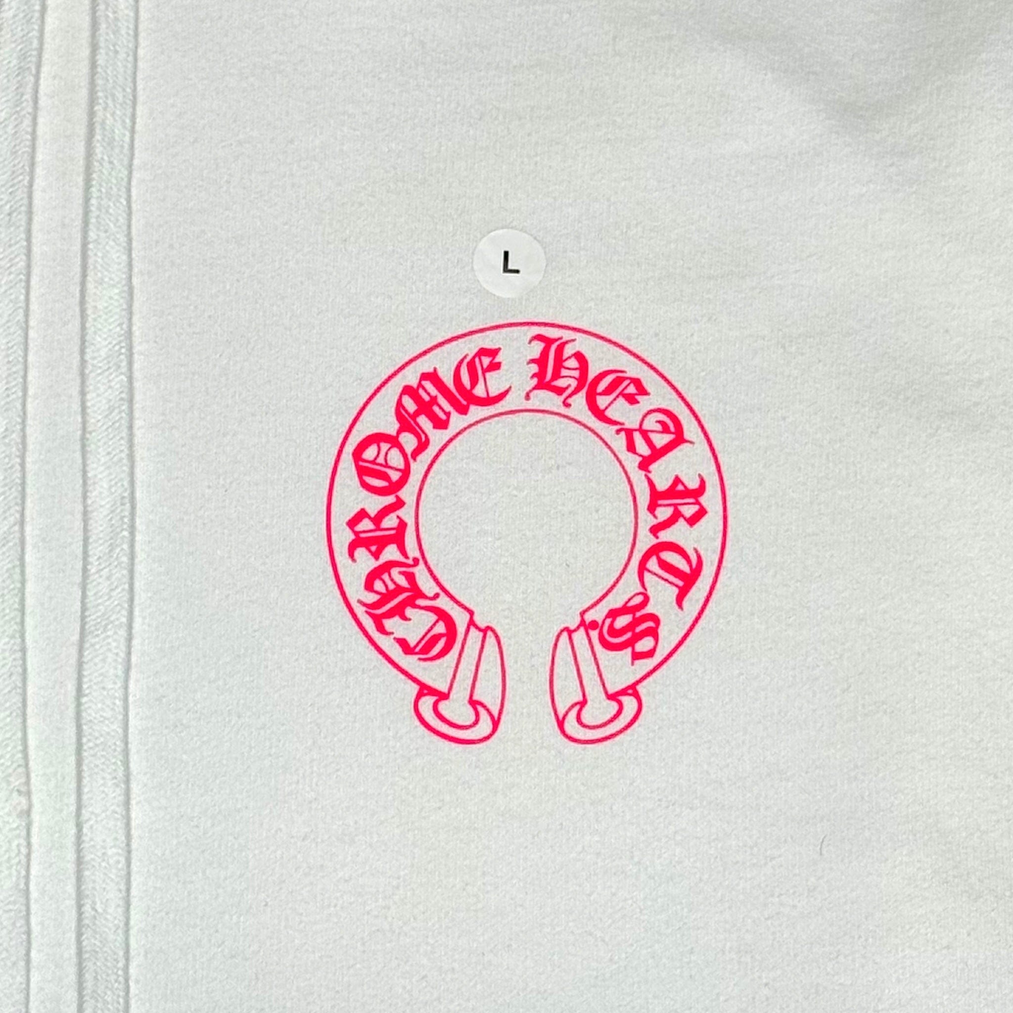 Chrome Hearts Horseshoe Floral Logo Hooded Sweatshirt White Pink