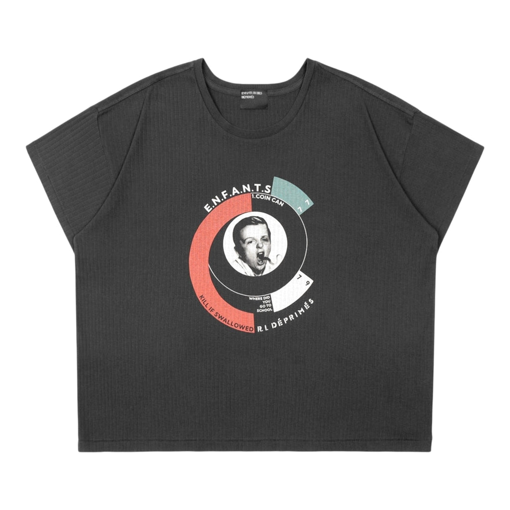 Enfants Riches Déprimés Snake Boy Logo Ribbed Short Sleeve Tee Shirt Faded Black Multi