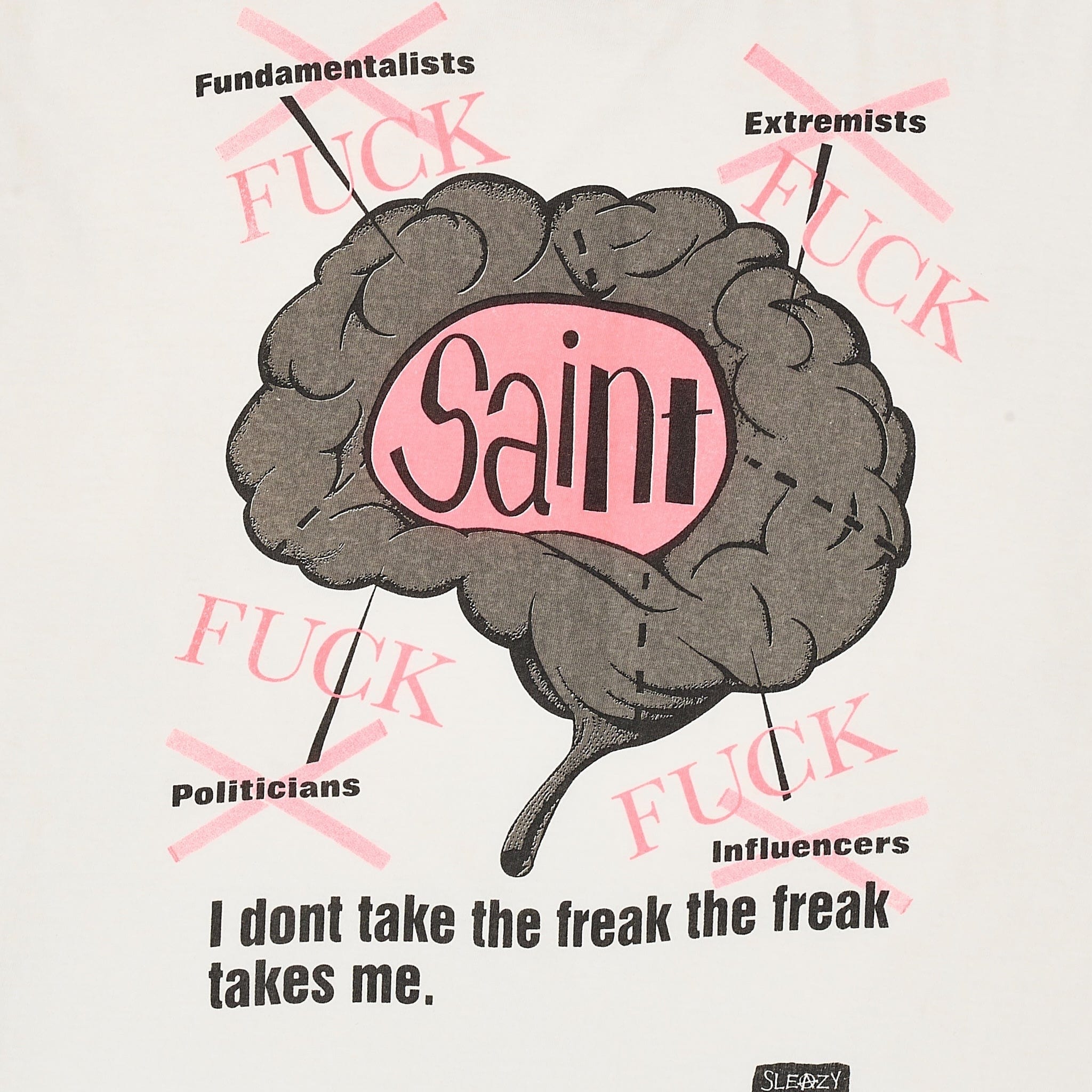 Saint Michael Brain Logo Long Sleeve Tee Shirt White Multi