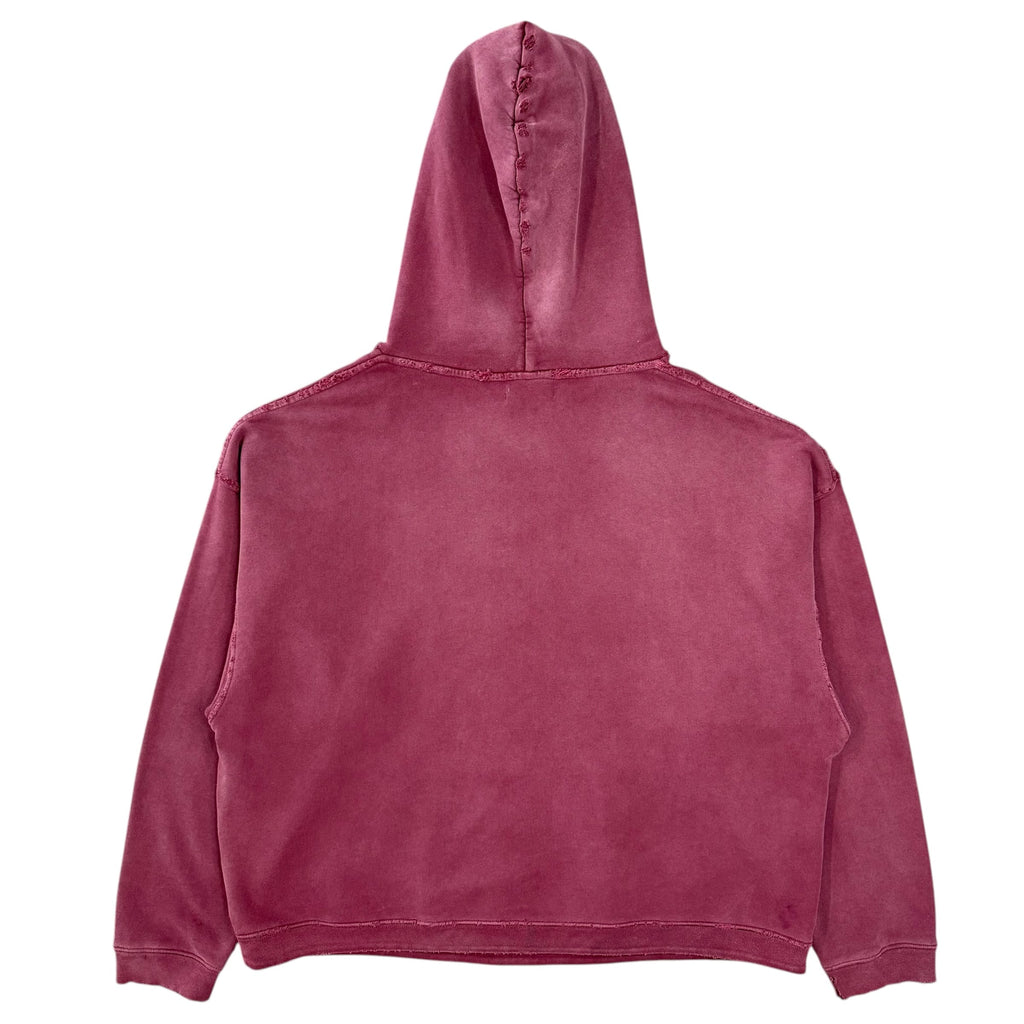 Enfants Riches Déprimés Thrashed Logo Hooded Sweatshirt Worn Burgundy Black