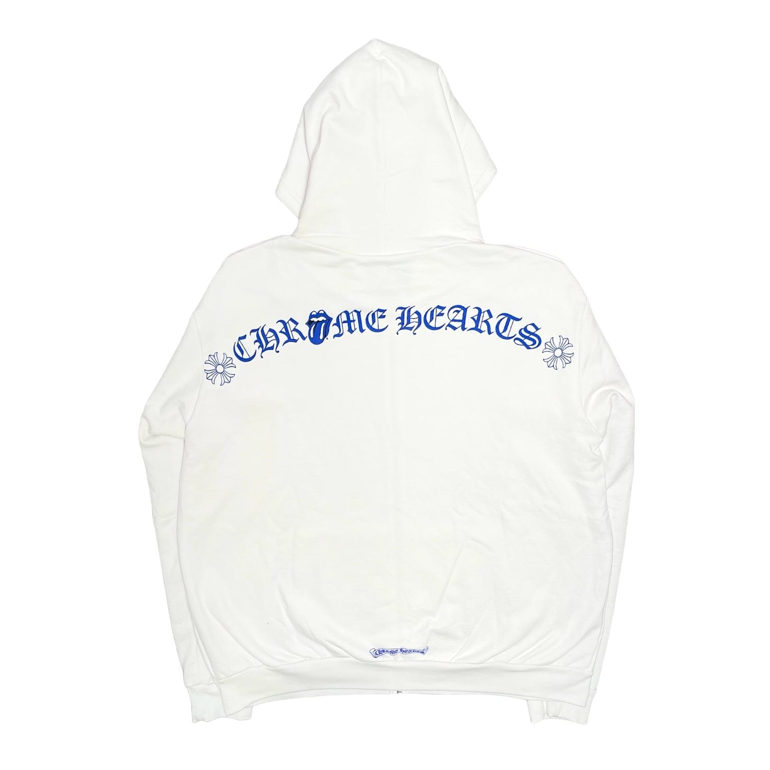 Chrome Hearts NY Rolling Stones Zip Up Hooded Sweatshirt White Blue