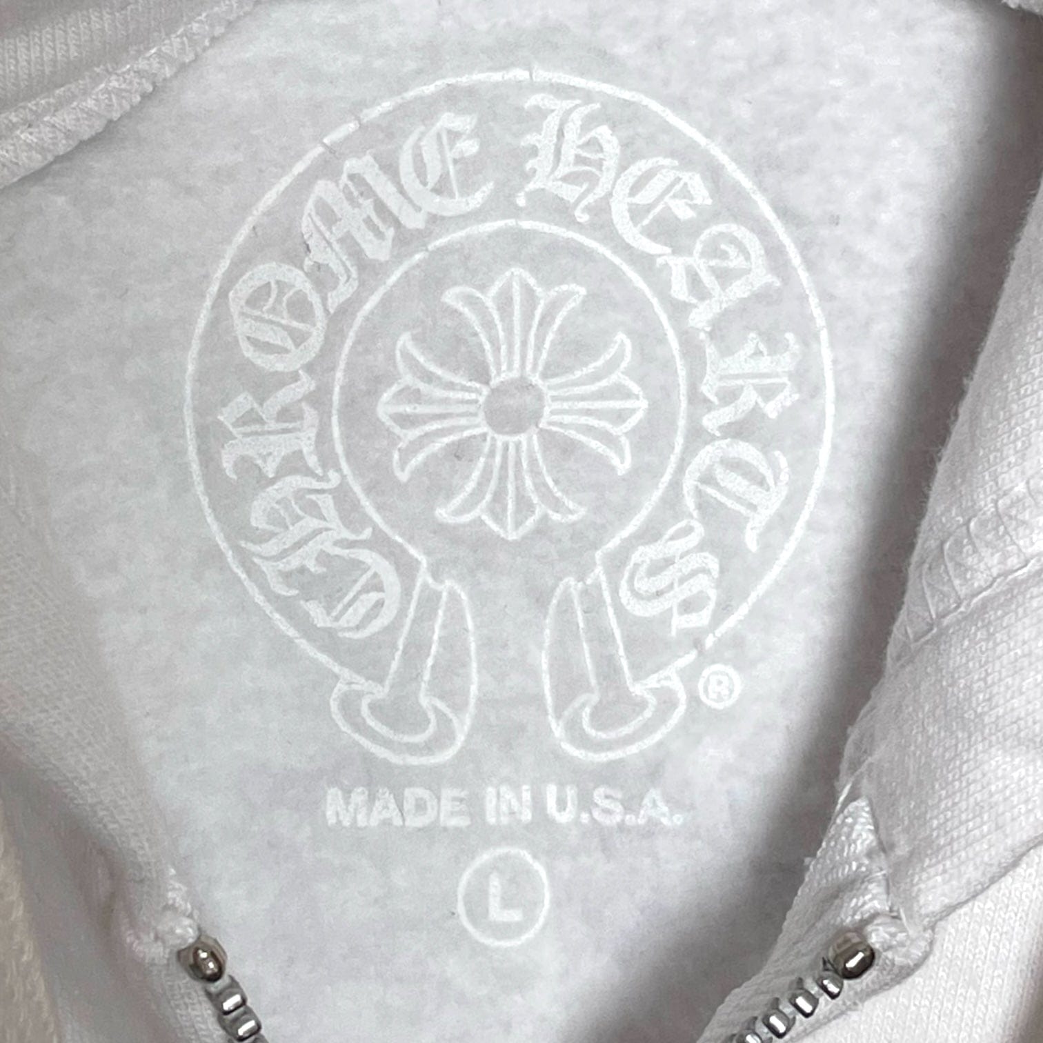 Chrome Hearts NY Rolling Stones Zip Up Hooded Sweatshirt White Blue
