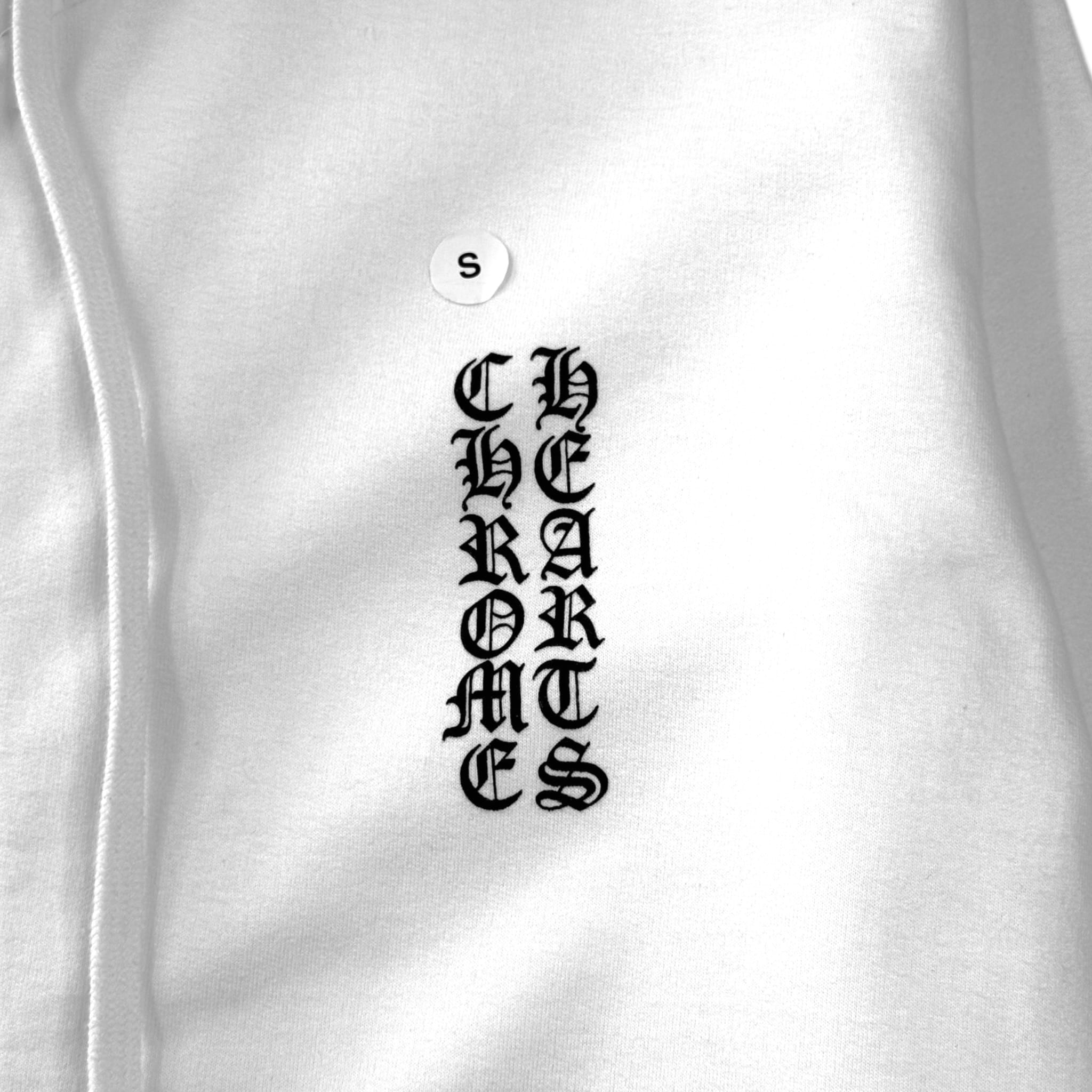 Chrome Hearts Vertical Logo Zip Up Hooded Sweatshirt White Black