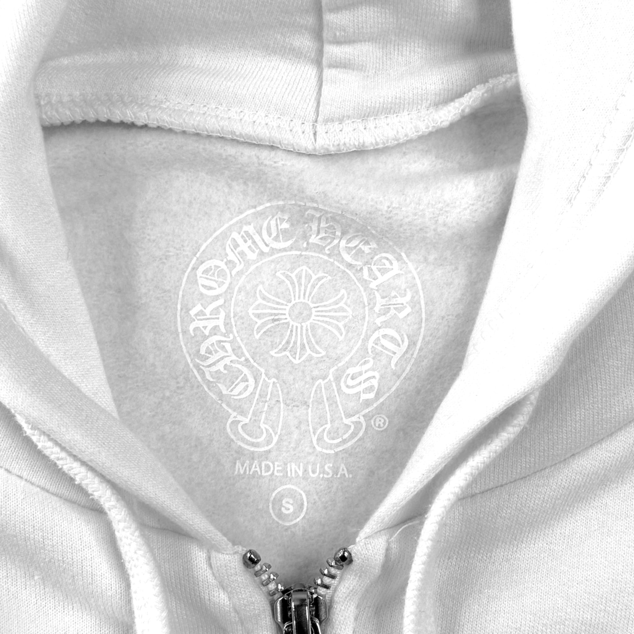 Chrome Hearts Vertical Logo Zip Up Hooded Sweatshirt White Black