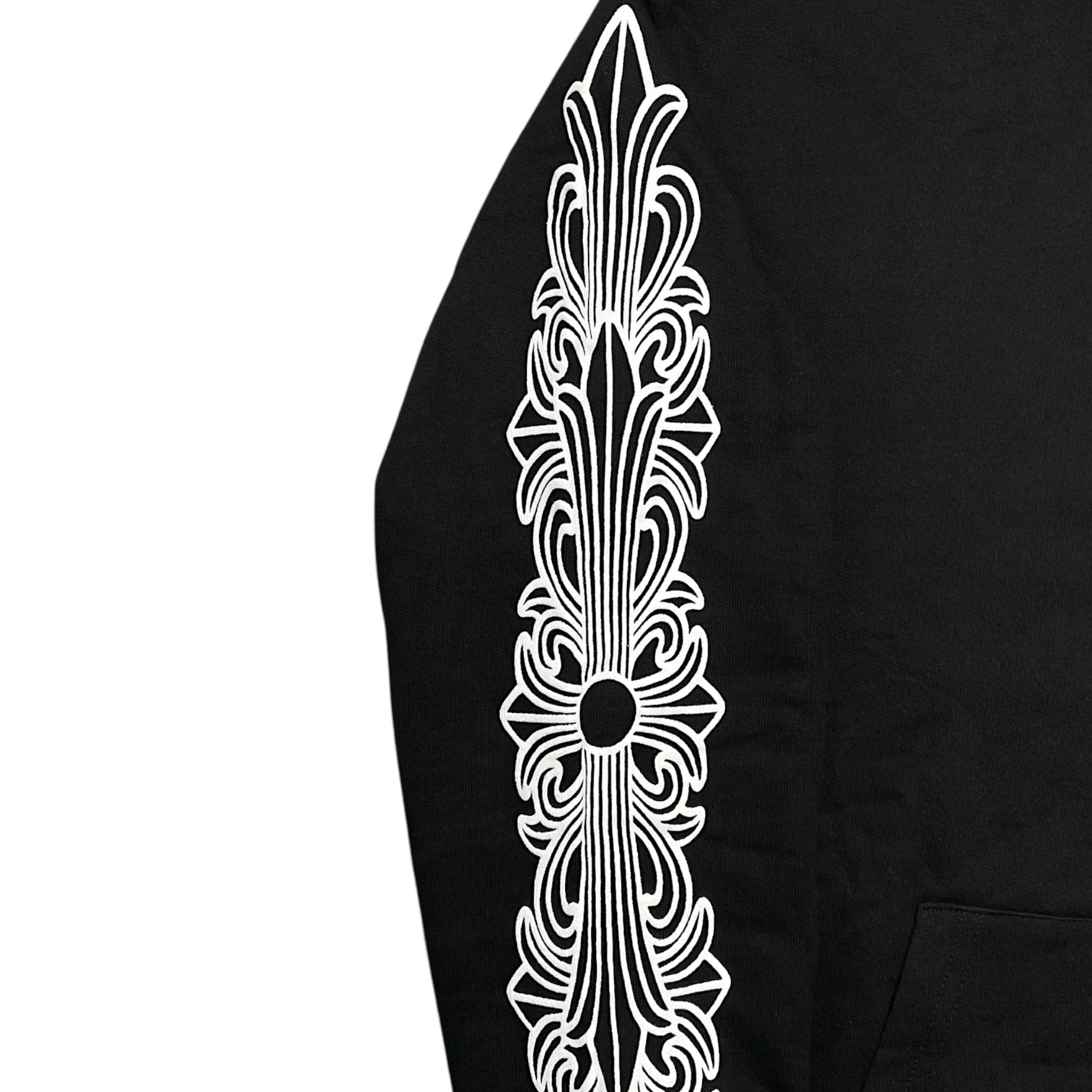 Chrome Hearts Horseshoe Floral Logo Hooded Sweatshirt Black White