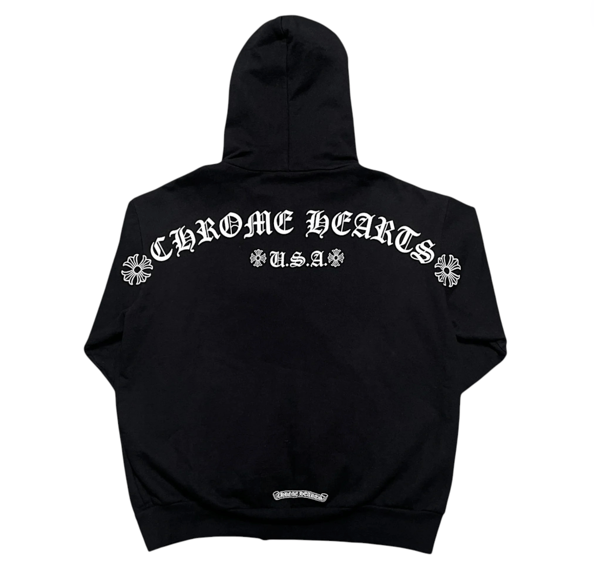 Chrome Hearts Shoulder Logo Zip Up Hooded Sweatshirt Black Pre-Owned