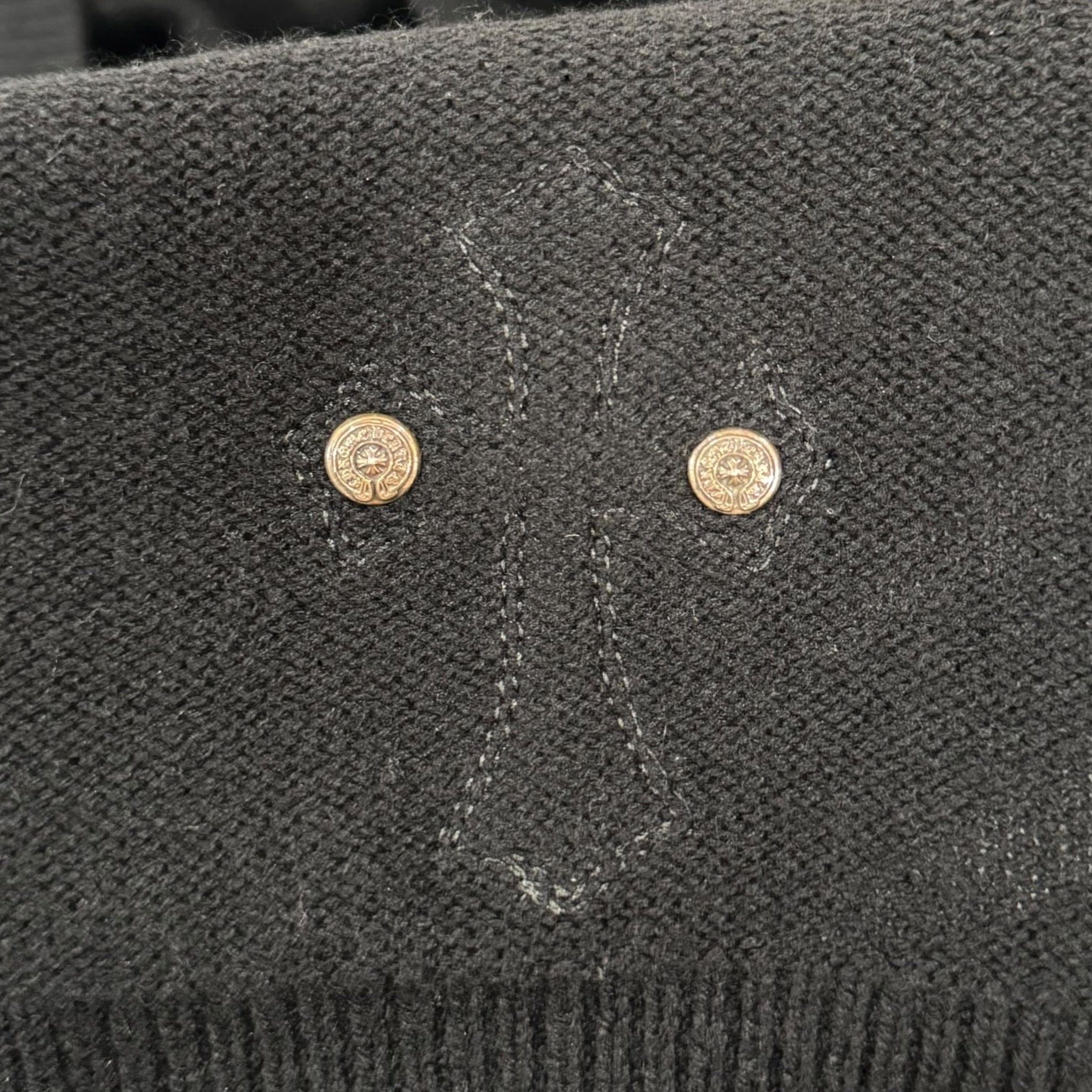 Chrome Hearts Leather Cross Patch Cashmere Hooded Sweatshirt Black