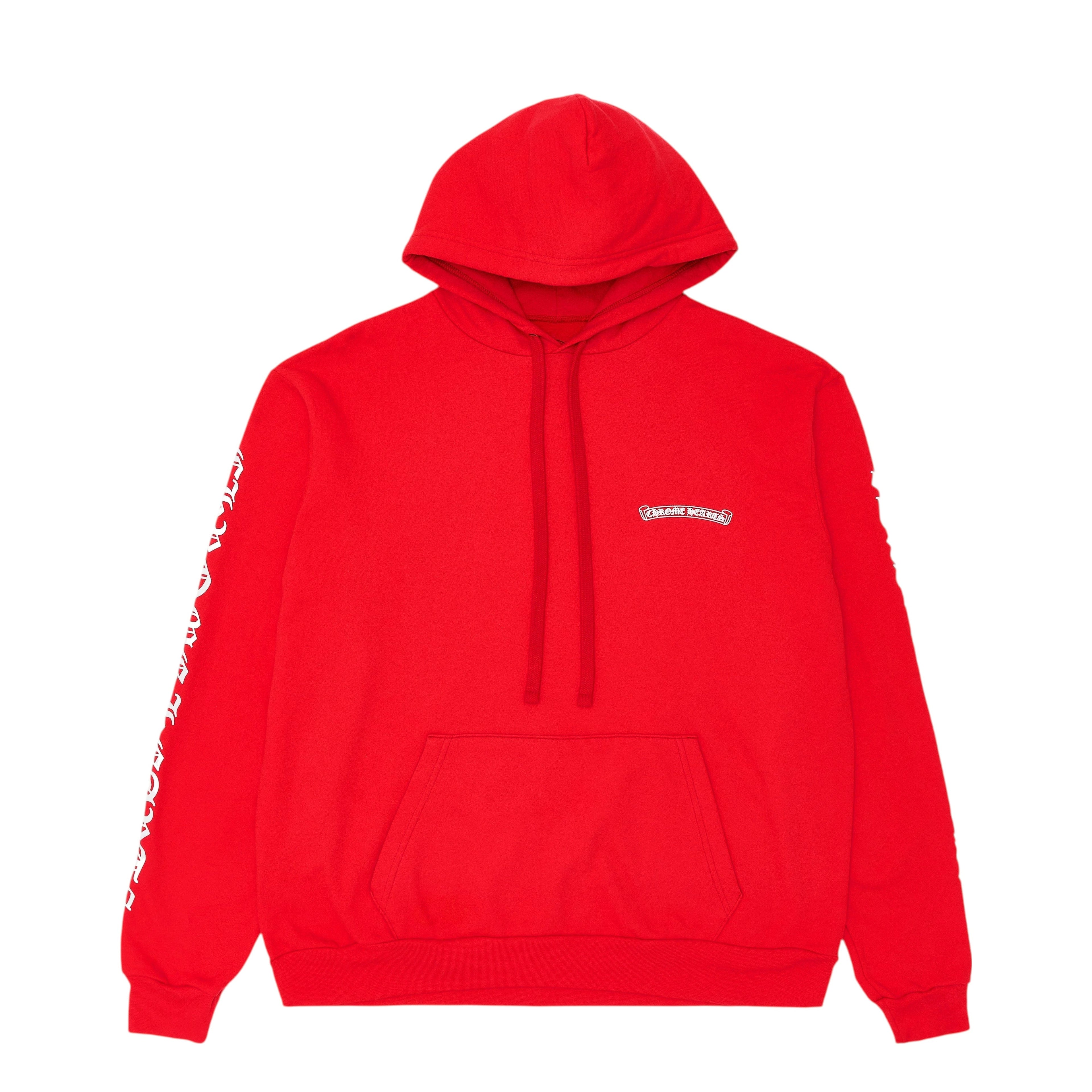 Chrome Hearts Scroll Logo Hooded Sweatshirt Red White