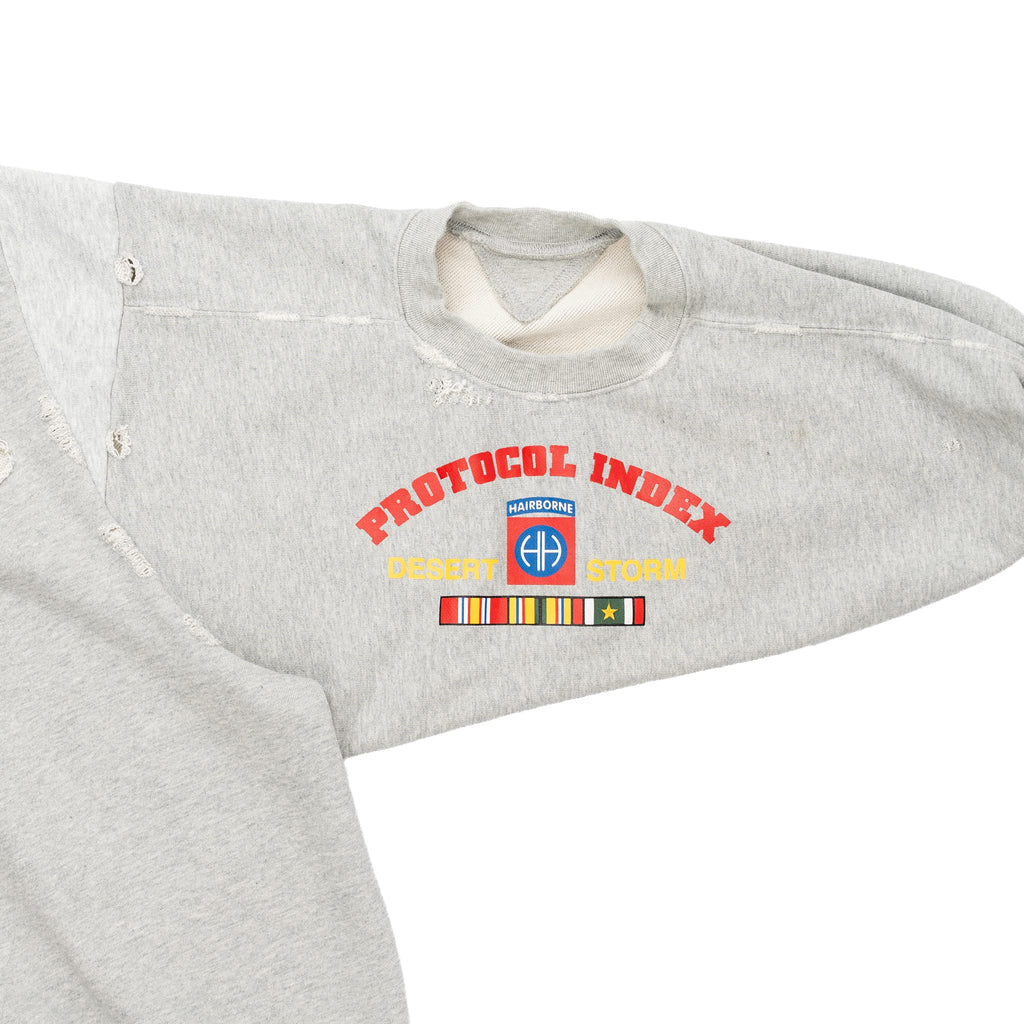 Project G/R Army Reconstructed Folded Zip Up Hooded Sweatshirt Grey Navy Blue Multi Pre-Owned