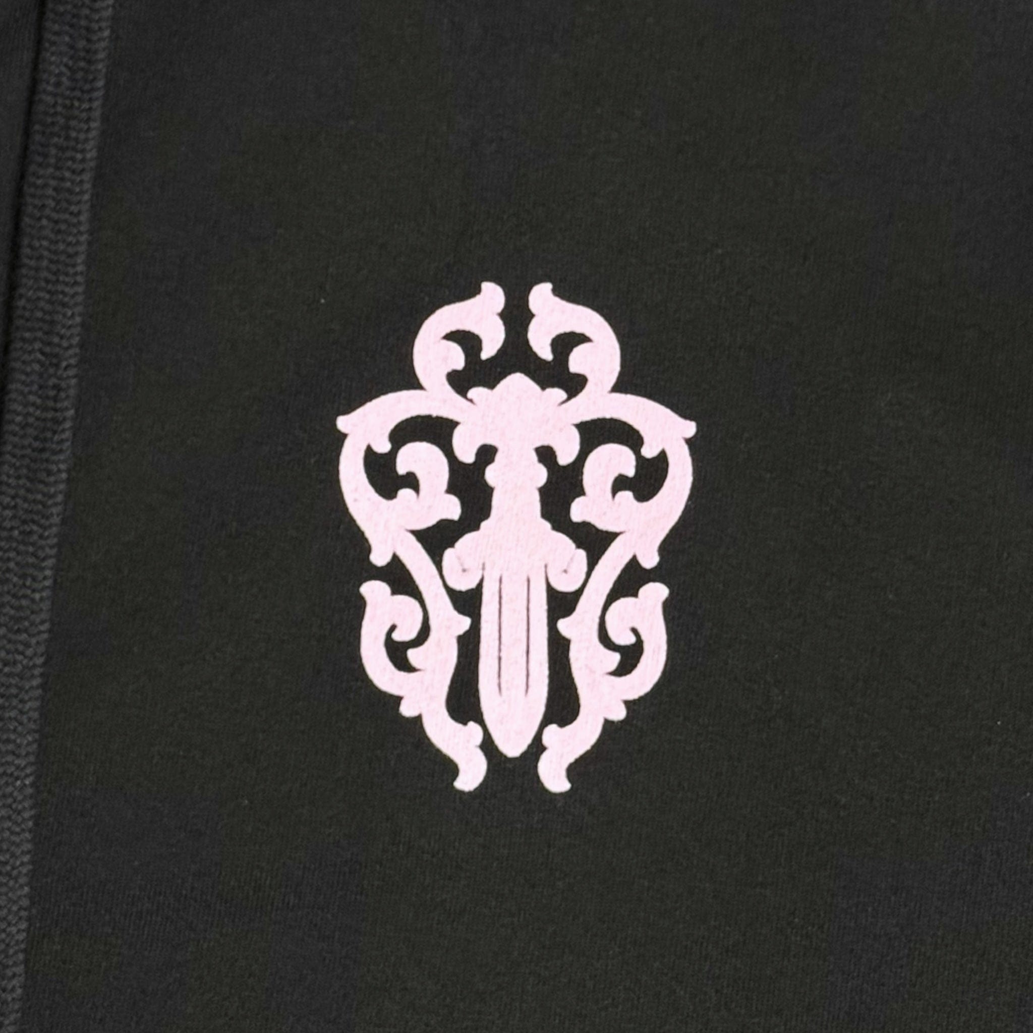 Chrome Hearts x Deadly Doll Horseshoe Dagger Logo Zip Up Hooded Sweatshirt Black White Pink