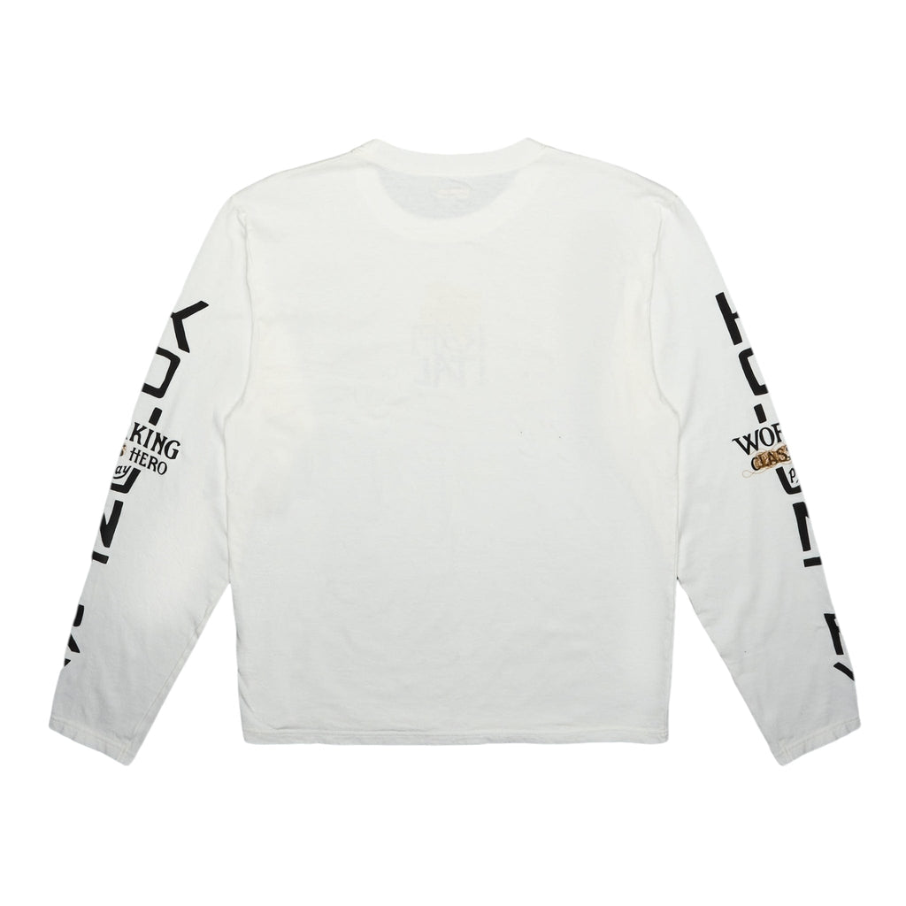 Kapital Pekish Logo Long Sleeve Tee Shirt White Yellow Multi