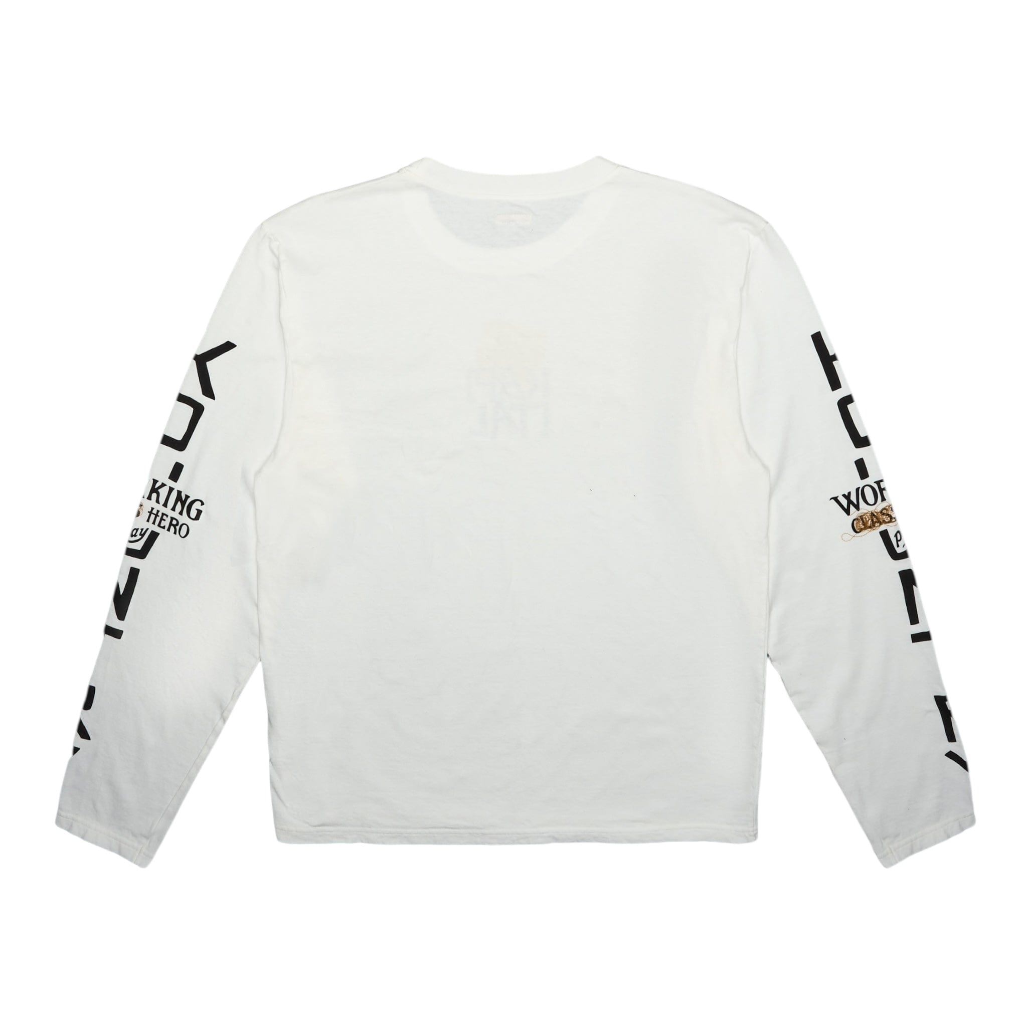 Kapital Pekish Logo Long Sleeve Tee Shirt White Yellow Multi