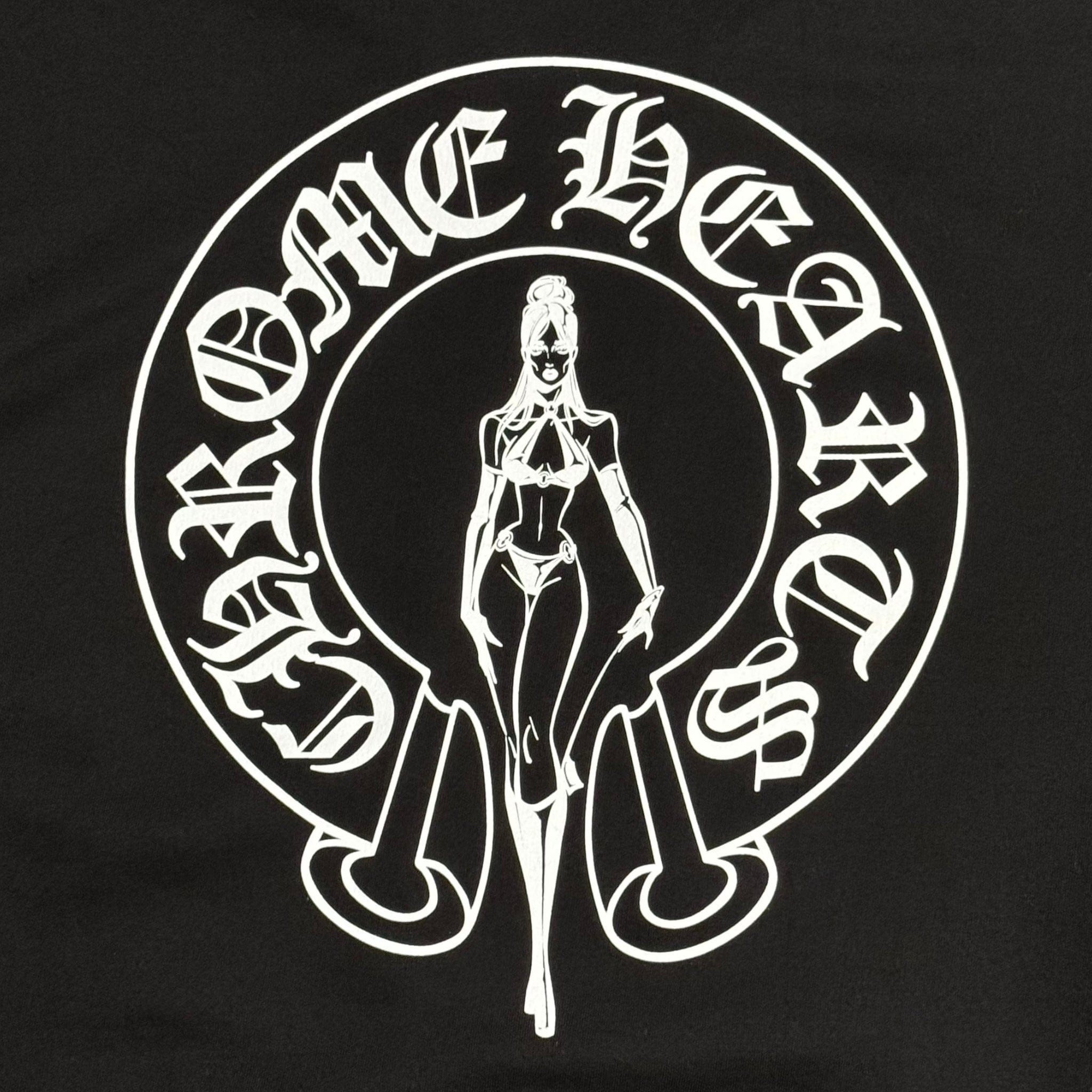 Chrome Hearts x Deadly Doll Horseshoe Dagger Logo Zip Up Hooded Sweatshirt Black White Pink