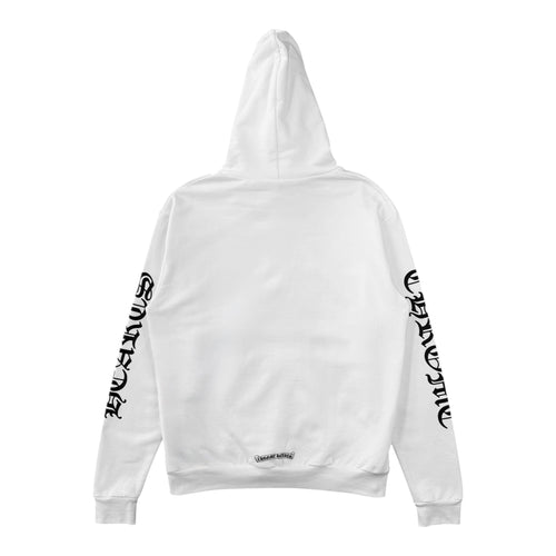 Chrome Hearts Vertical Logo Zip Up Hooded Sweatshirt White Black