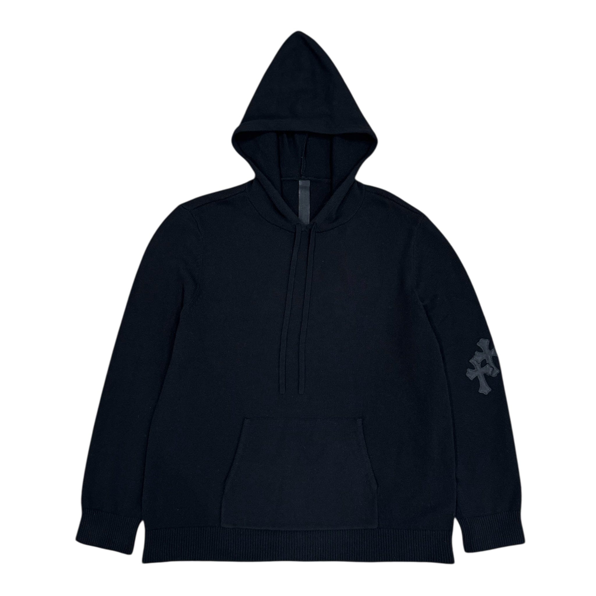 Chrome Hearts Leather Cross Patch Cashmere Hooded Sweatshirt Black