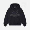 Broken Planet Zip-Up Hoodie - Midnight Black