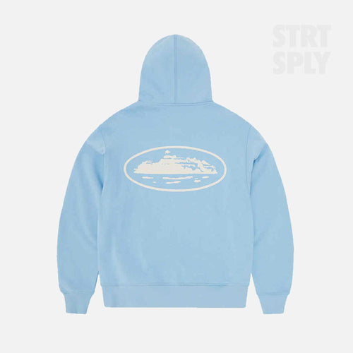 Corteiz RTW Island Puff Print Zip Hoodie - Baby Blue