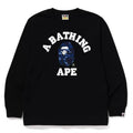 BAPE Style Collegiate Arc Logo & Camo Ape Head Long-Sleeve Tee - White/Red