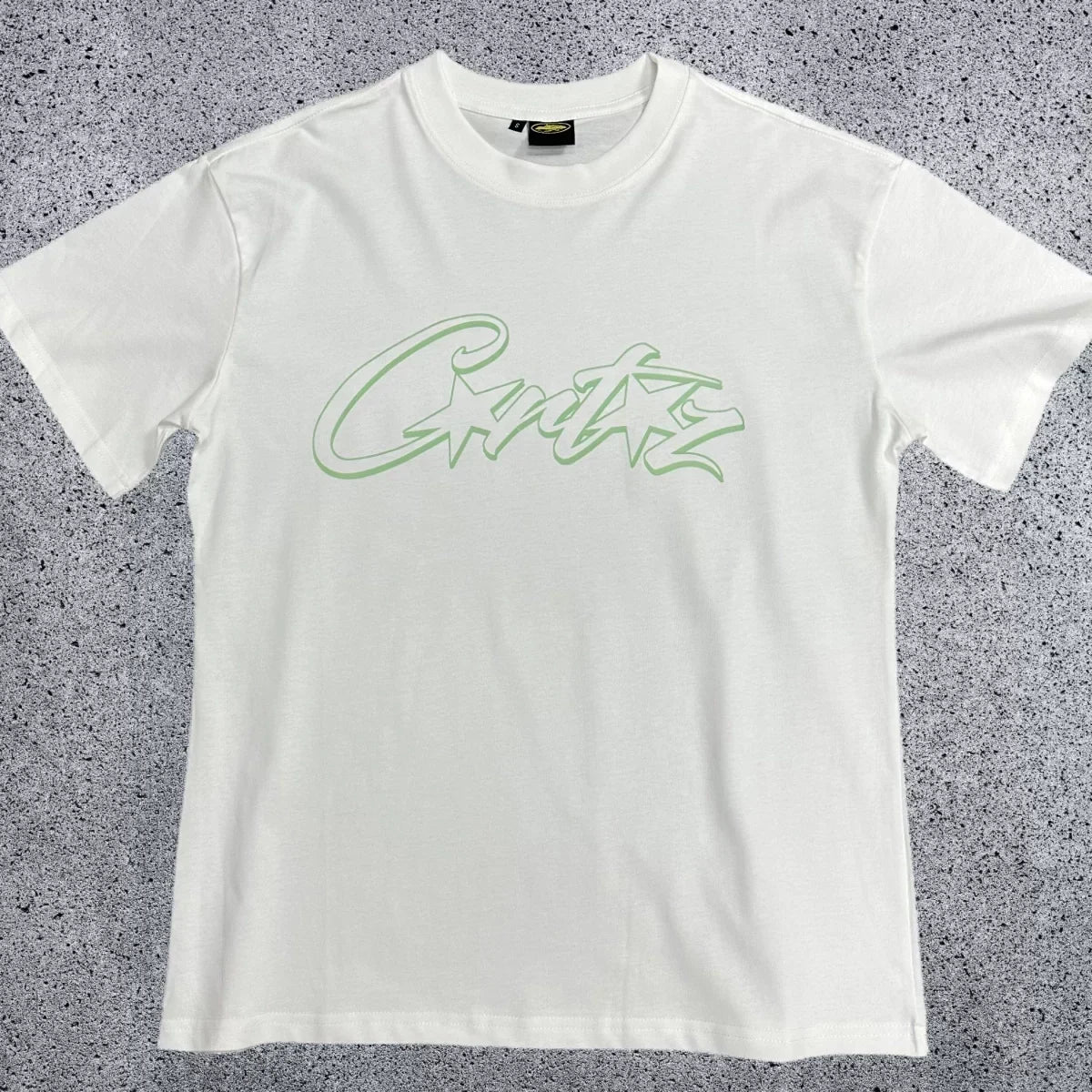 Corteiz Mint Green Accent Star-Logo Graphic Tee - White & Green Streetwear T-Shirt