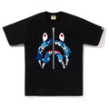 BAPE Style Camo Shark Full-Zip Motif Short-Sleeve Tee - Black/Blue