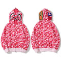 BAPE Style Camo Shark Full-Zip Hoodie - Pink