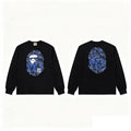 BAPE Style Big Camo Ape Head Long-Sleeve Tee - Black/Blue