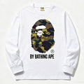 BAPE Style "BY BATHING APE" Camo Ape Head Long-Sleeve Tee - White/Yellow