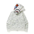 BAPE Style Camo Shark Full-Zip Hoodie - White/Light Grey