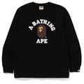 BAPE Style Collegiate Arc Logo & Ape Head Long-Sleeve Tee - Black