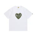 BAPE x PLAY Style Camo Heart Short-Sleeve Tee - White/Classic Green